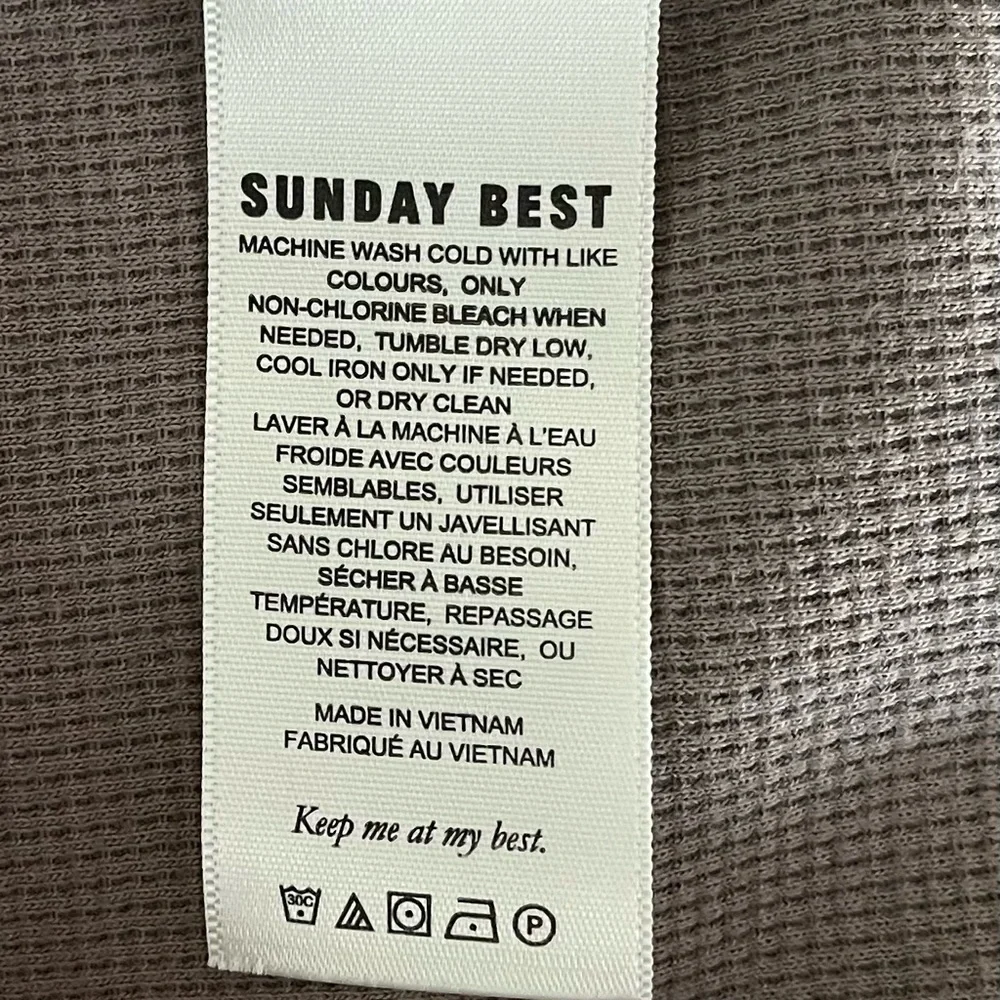 Sunday Best Light Brown‎ Taupe Baby Waffle Quarter Zip Sweater Size Small - Picture 7 of 11